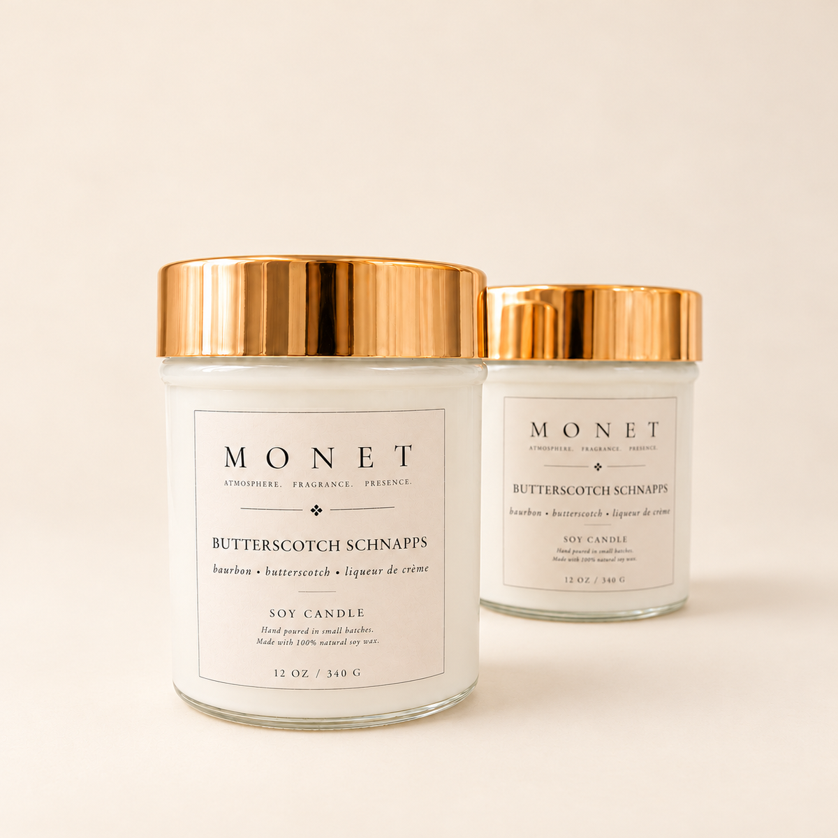 Butterscotch Schnapps — 12 oz Candle, on warm ivory