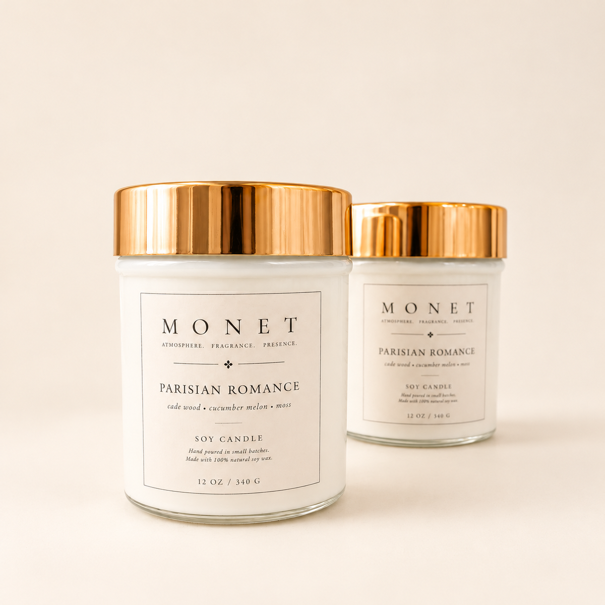 Parisian Romance — 12 oz Candle, on warm ivory