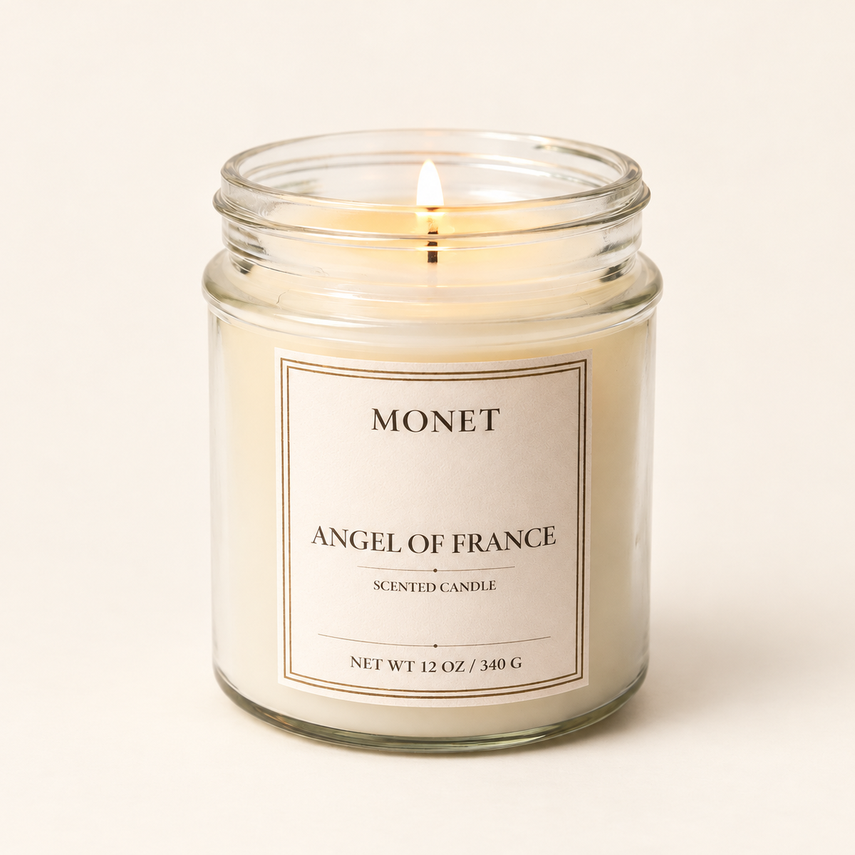 Angel of France — 12 oz MONET Reserve Collection Candle, on warm ivory