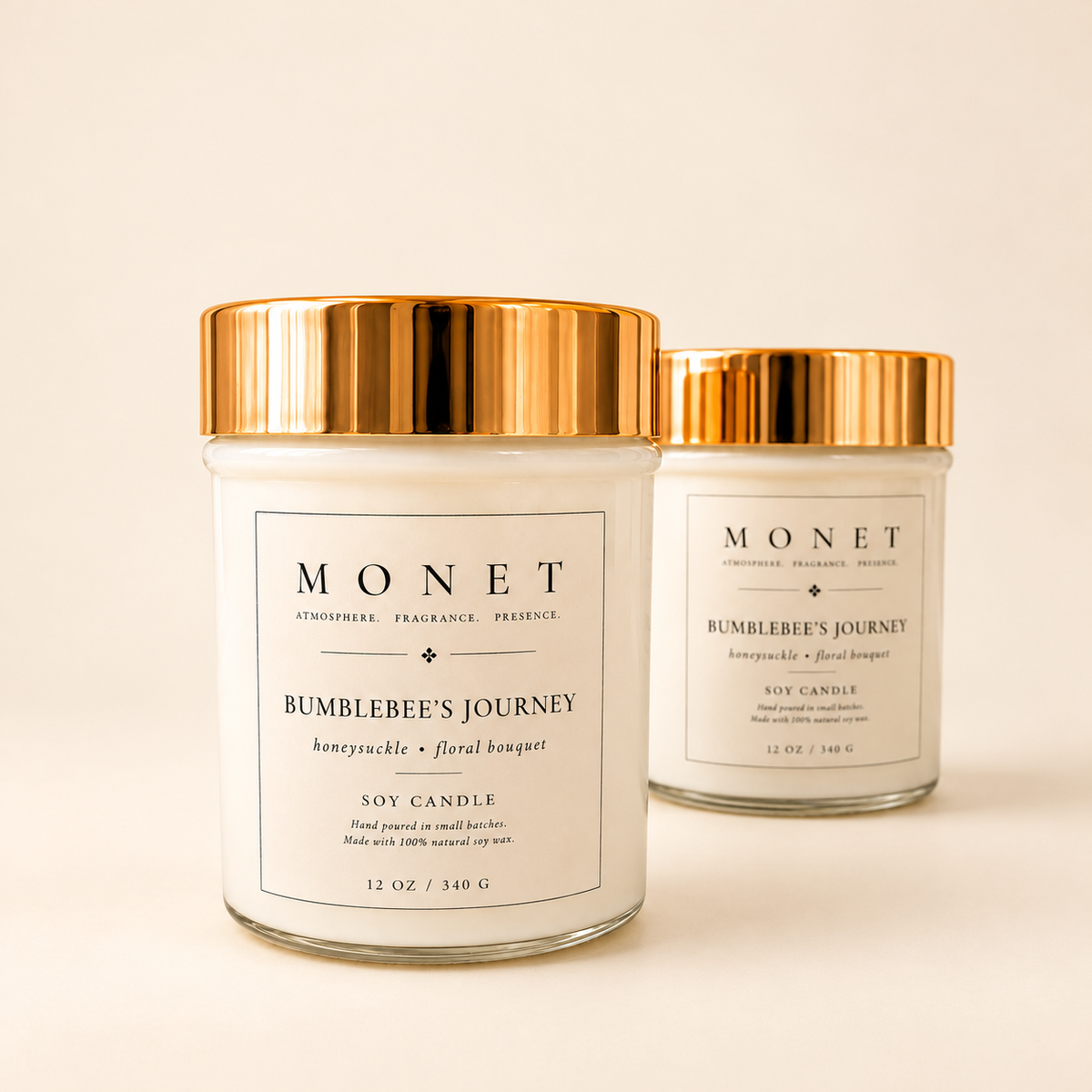 Bumblebee's Journey — 12oz Single Wick Candle, on warm ivory