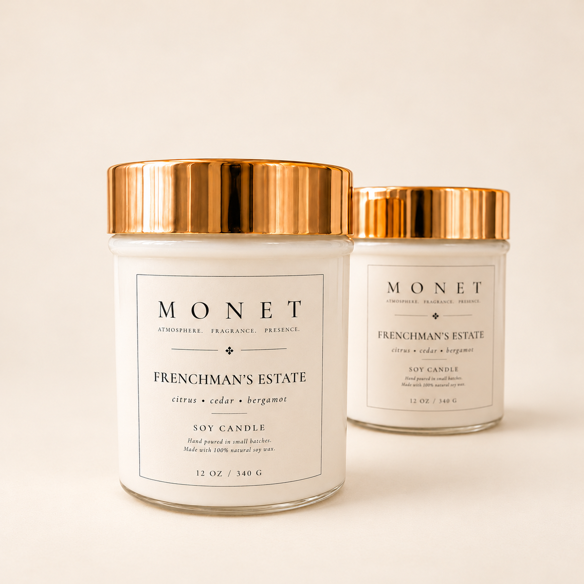 Frenchman's Estate — 12oz Single Wick Candle, on warm ivory