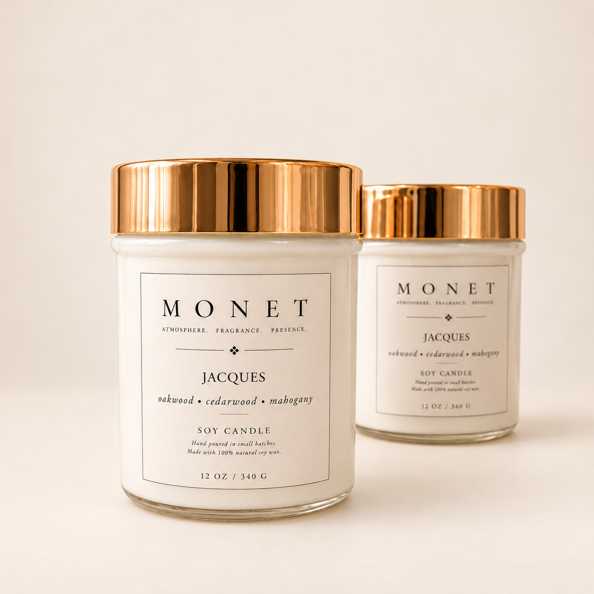 Jacques — 12 oz Candle, on warm ivory