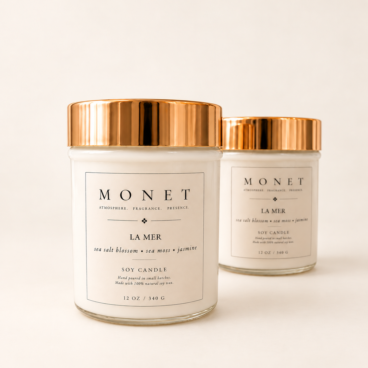 La Mer — 12 oz Candle, on warm ivory