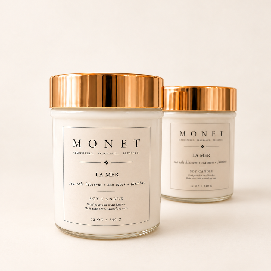 La Mer — 12 oz Candle, on warm ivory