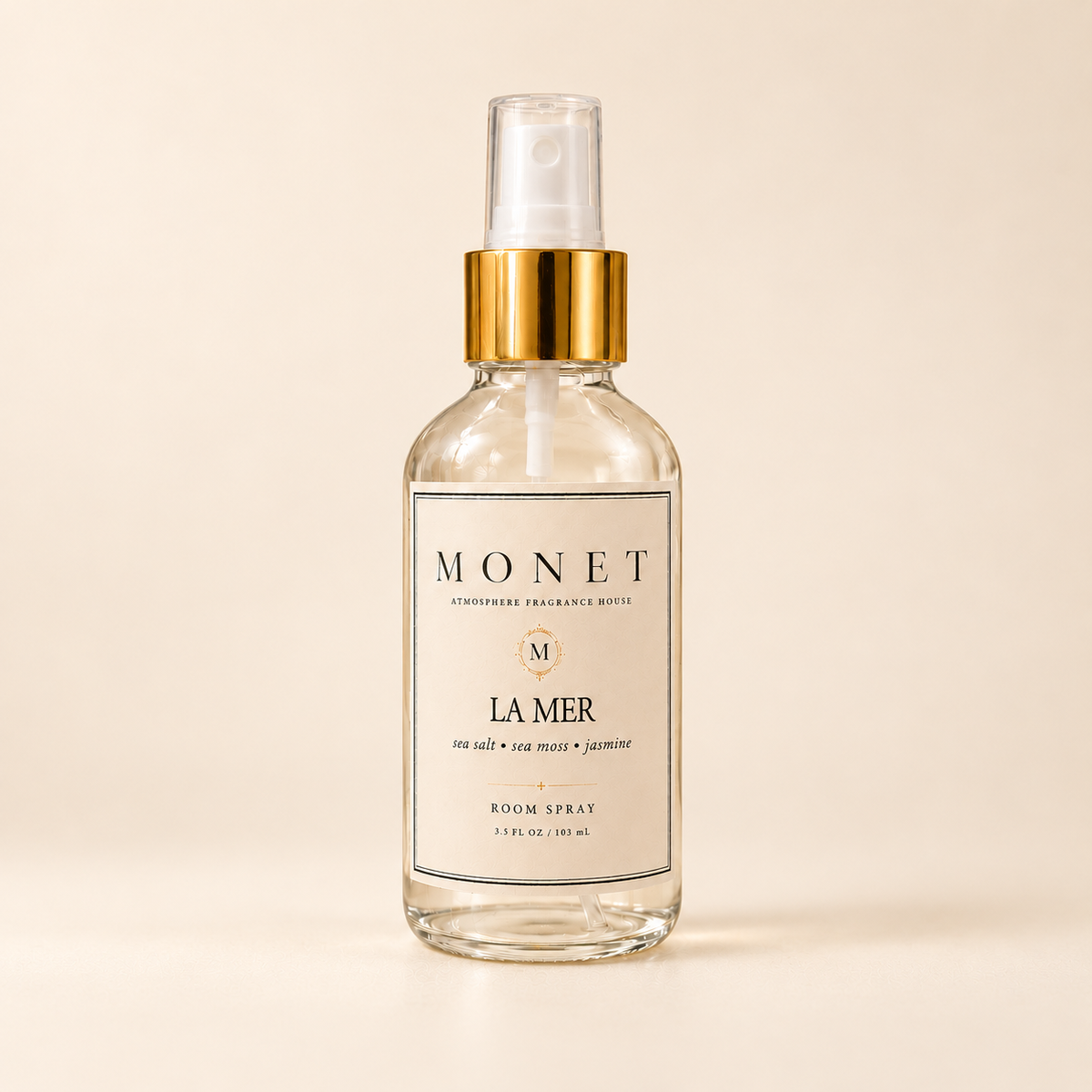 la mer MONET room spray on warm ivory background