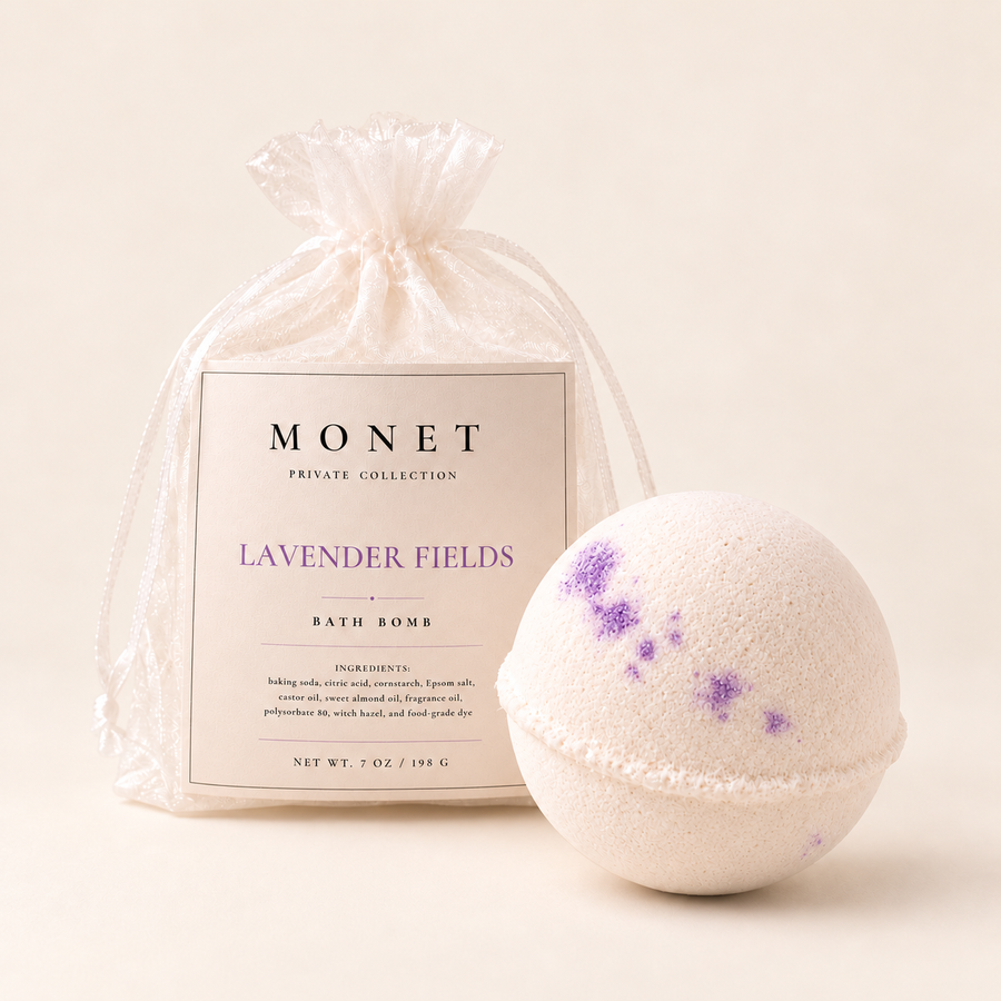 Lavender Fields — Bath Bomb, on warm ivory