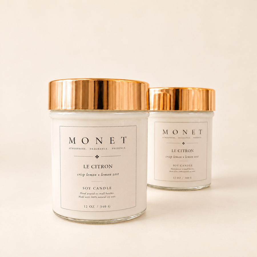 Le Citron — 12 oz Candle, on warm ivory