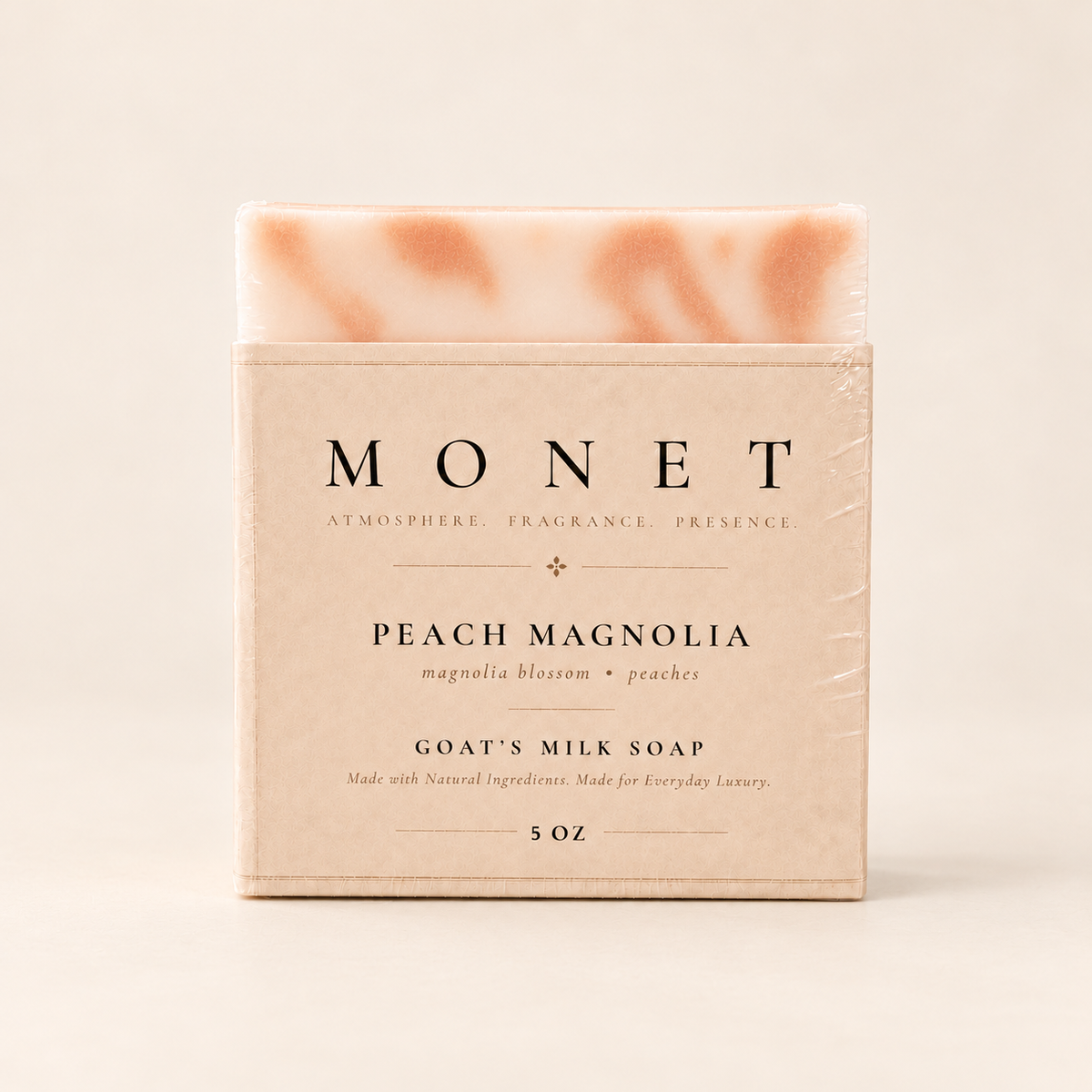 Peach Magnolia — Goat's Milk Soap Bar, on warm ivory