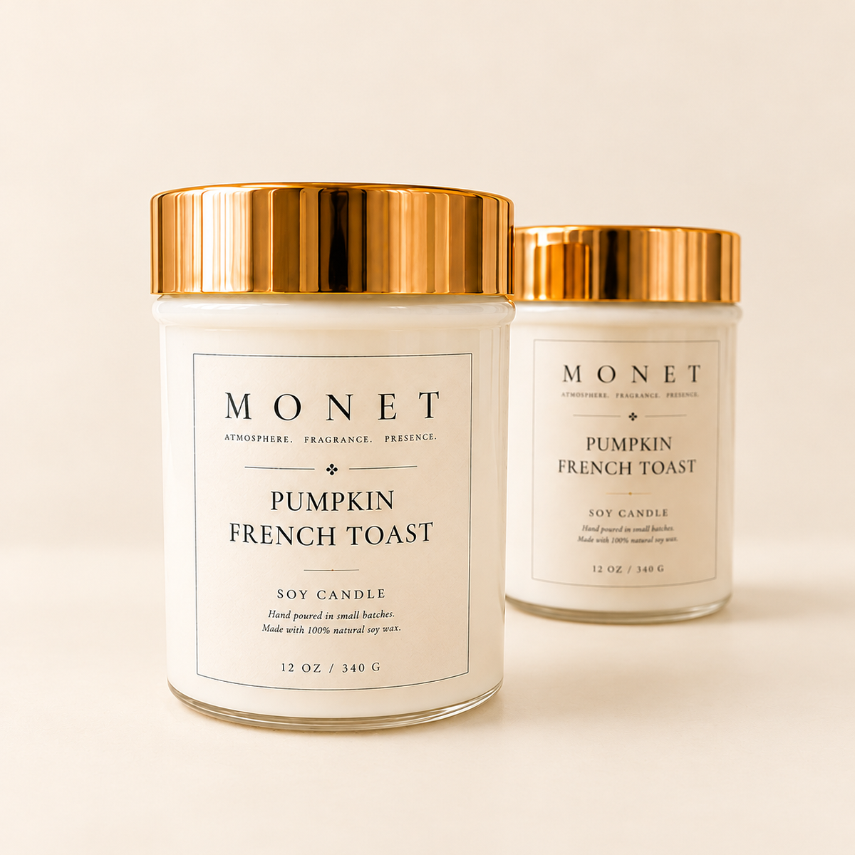 Pumpkin French Toast — 12oz Single Wick Candle, on warm ivory
