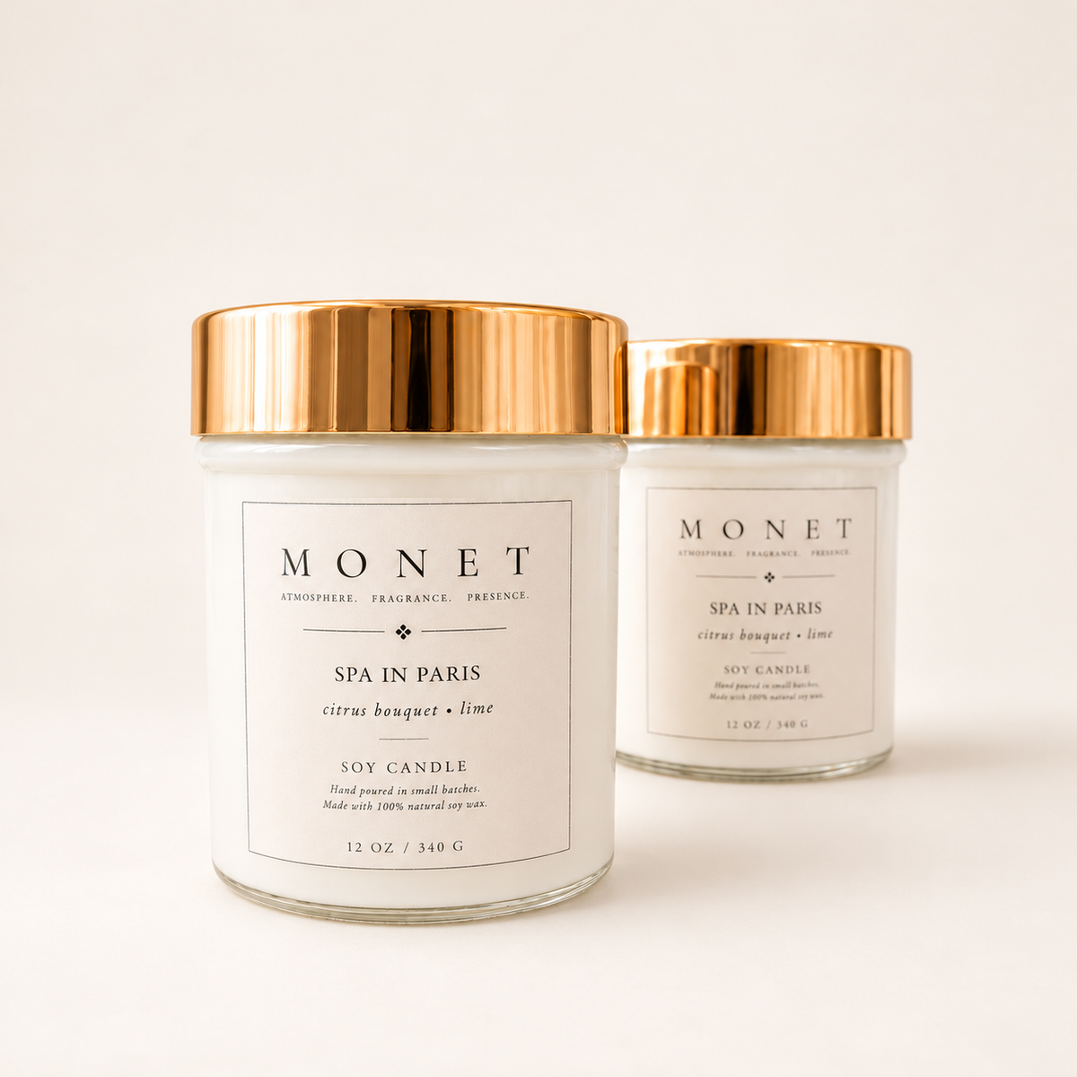 Spa in Paris — 12 oz Candle, on warm ivory